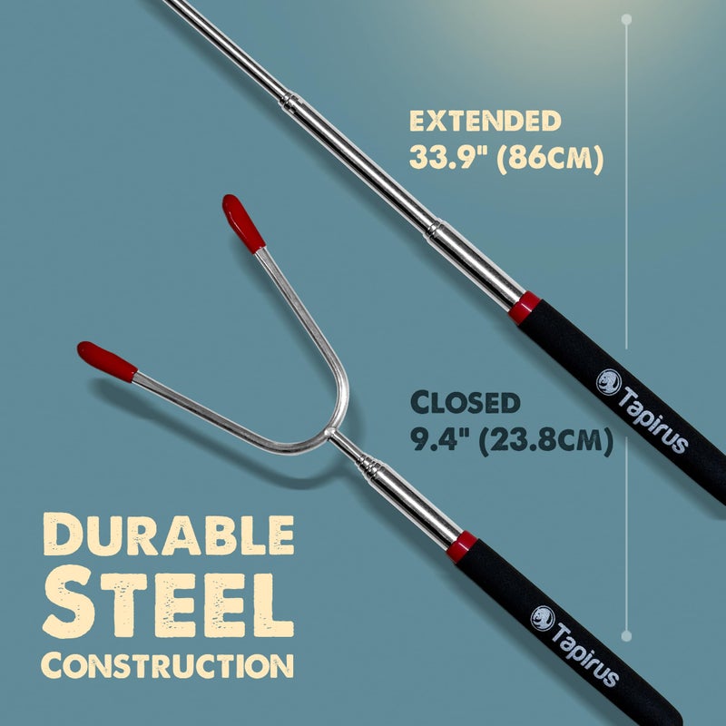 Tapirus Marshmallow Roasting Sticks | Set of 4 Extra Long Retractable Campfire Sticks | Protect Kids with Insulated Handles | Extendable Smore & Hot Dog Skewers | Heavy Duty Metal Camping Accessory - Image 3